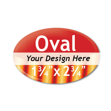 Custom Buttons Oval 1 3/4 inch x 2 3/4