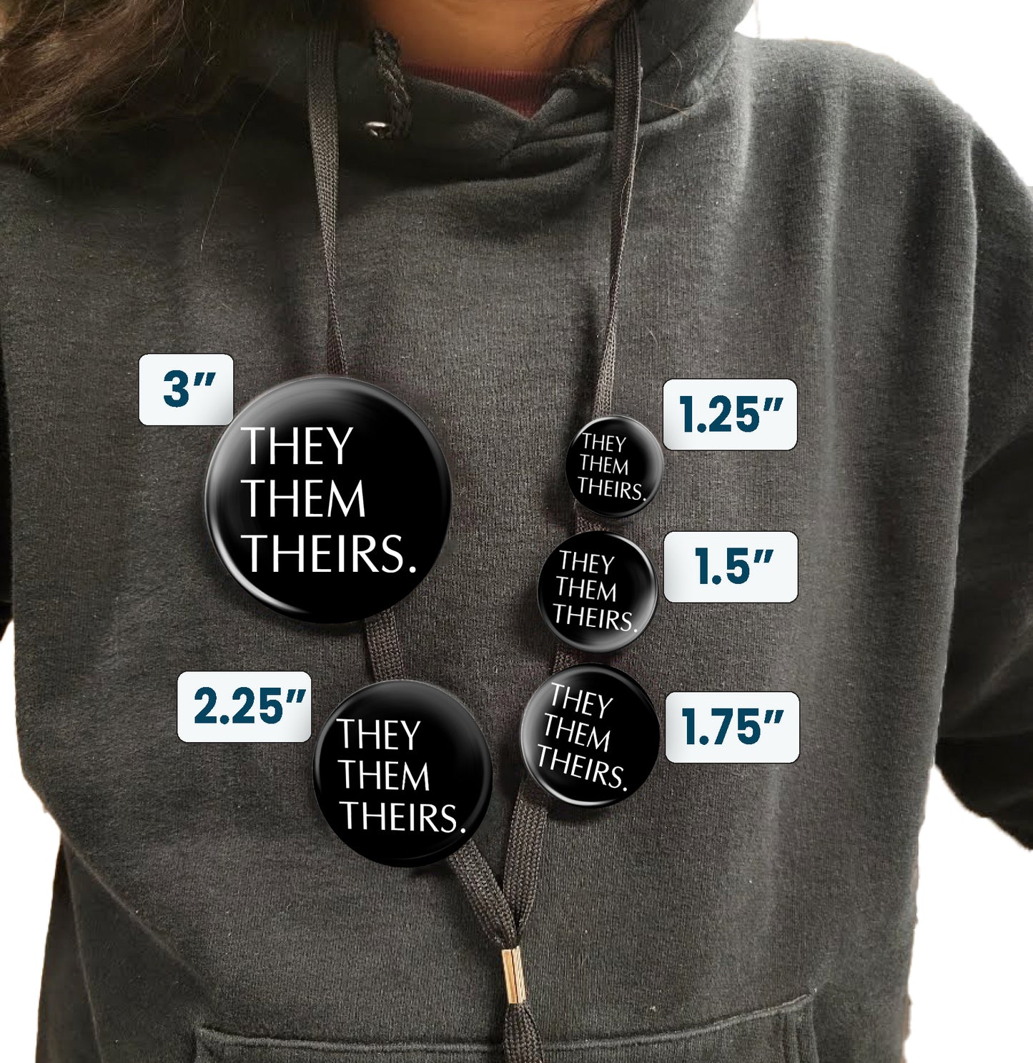 They Them Their Pronoun Button - stock # 3002