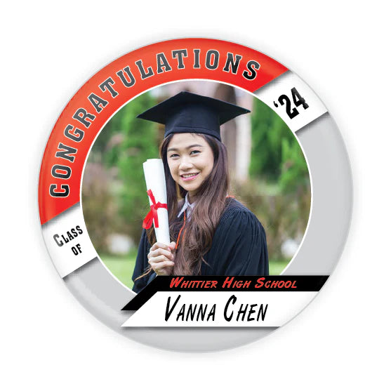 Personalizable Graduation Photo Button - Semi Custom Design D-1052