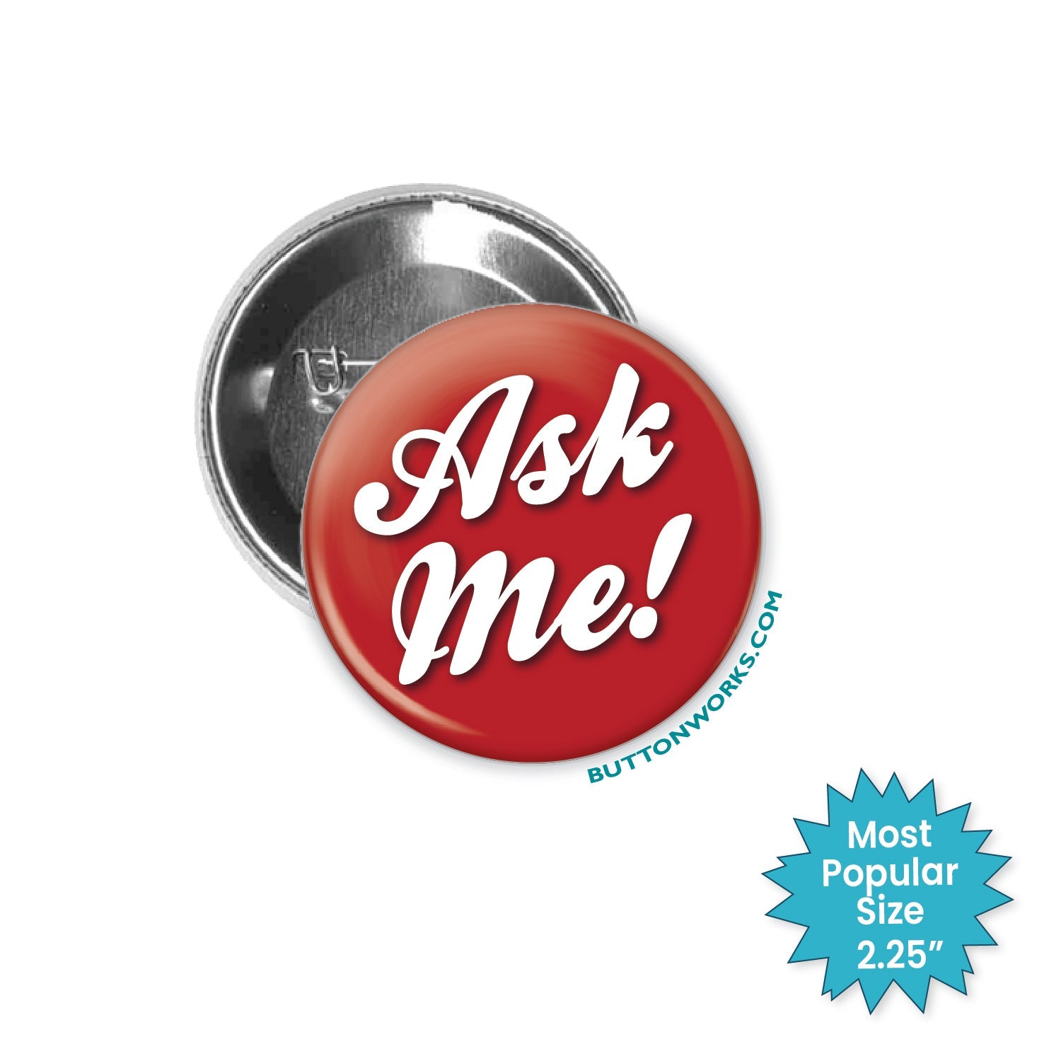 Ask Me Red - stock # 661 – Buttonworks.com